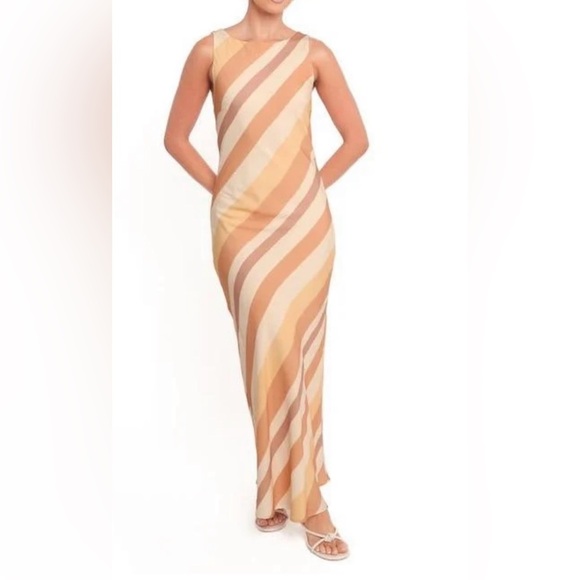 Petal & Pup Dresses & Skirts - Petal & Pup Striped Tan and Cream Maxi Dress